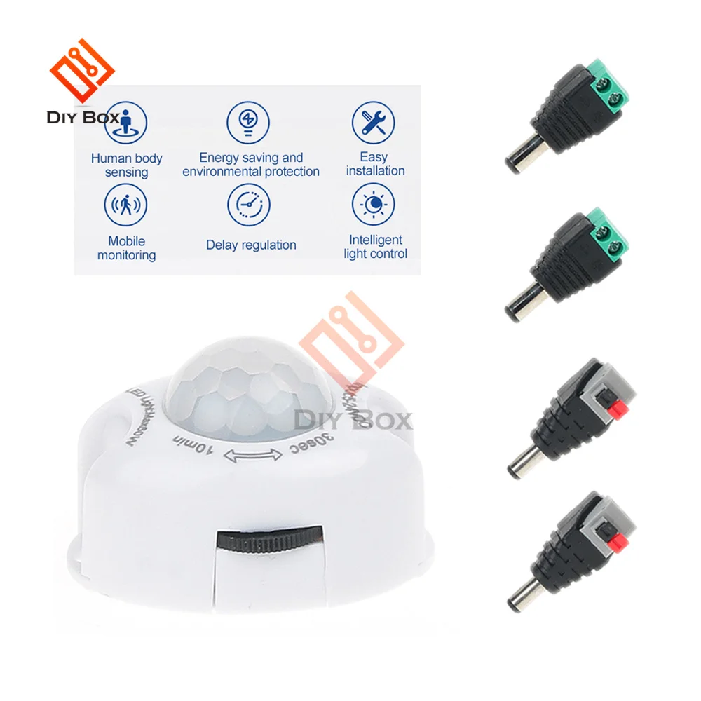 Human Body Infrared PIR Motion Sensor Switch DC5V 24V 4A Timer Automatic Switch LED Strip Light Module Tape Cupboard Wardrobe