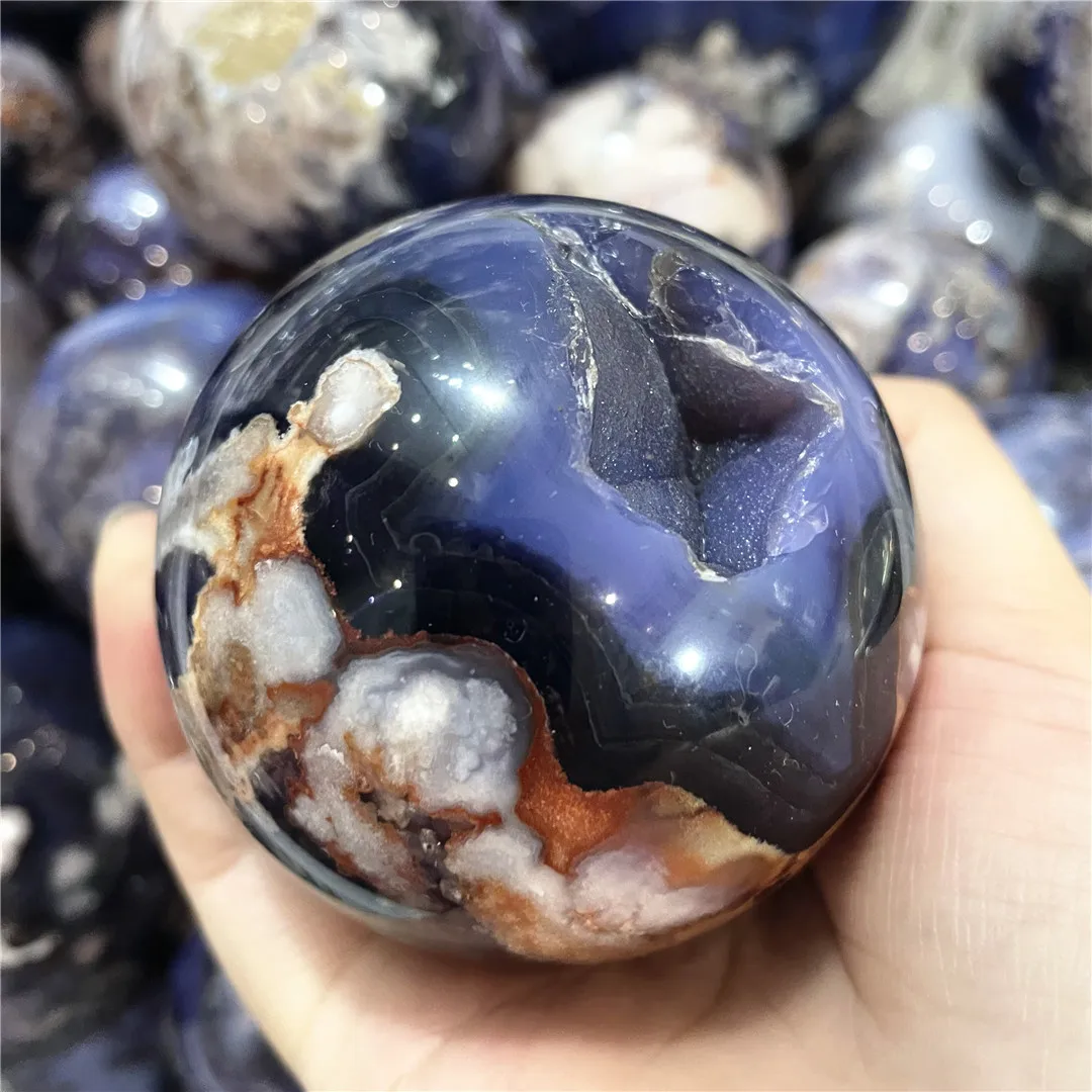 

5-8cm Precious Purple Cherry Blossom Agate Mineral Crystal Ball Expensive Stone Sphere Aesthetic Home Decor Energy Quartz