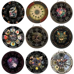 Wheel of the Year round wooden sign, pagan witch sign, Wiccan holidays, Wicca calendar, celestial sign, wheel of the year sign