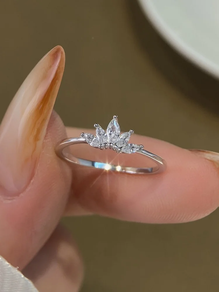 925 Sterling Silver Simplicity Classic Gorgeous Zircon Crown Ring For Women Engagement Wedding Luxury High Quality Fine Jewelry