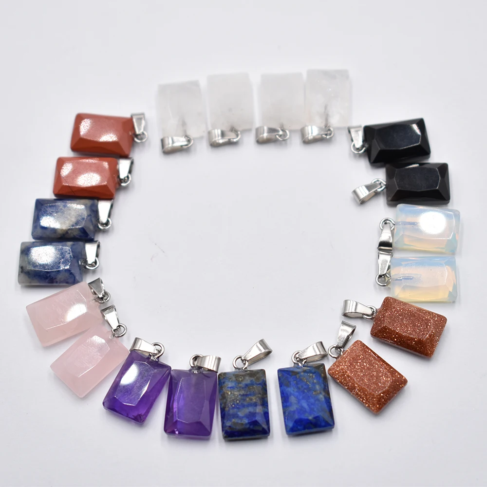Großhandel 20 Stück/Lot geschliffene 10x14mm Naturstein Amethyst Rosenquarz Anhänger DIY Charm für Schmuckherstellung Kostenloser Versand – Detail 3