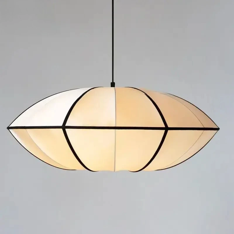 Medieval Nordic Silk Pendant Light Wabi Sabi Japanese Zen Lantern LED for Living Room Bedroom Chandelier Decor