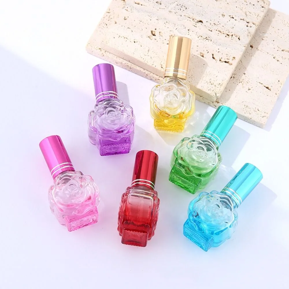 Rose Shaped Perfume Refillable Bottle High-end Luxury 10ml Glass Spray Bottle Empty Transparent Perfume Atomizer Sub-Bottling