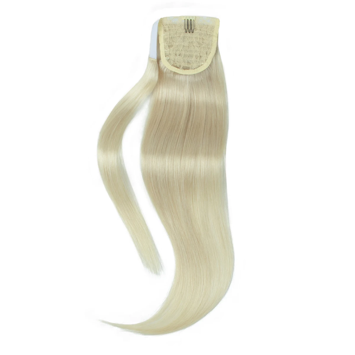 Coda di cavallo bionda capelli umani estensioni naturali dei capelli veri avvolgere Clip su coda di cavallo estremità spesse biondo platino 24 pollici 140G