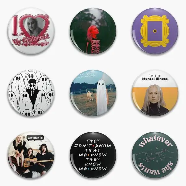 Phoebe Bridgers Face Artwork Punisher Peephole Frame We Soft Button Pin Customizable Decor Metal Cartoon Collar Cute Badge