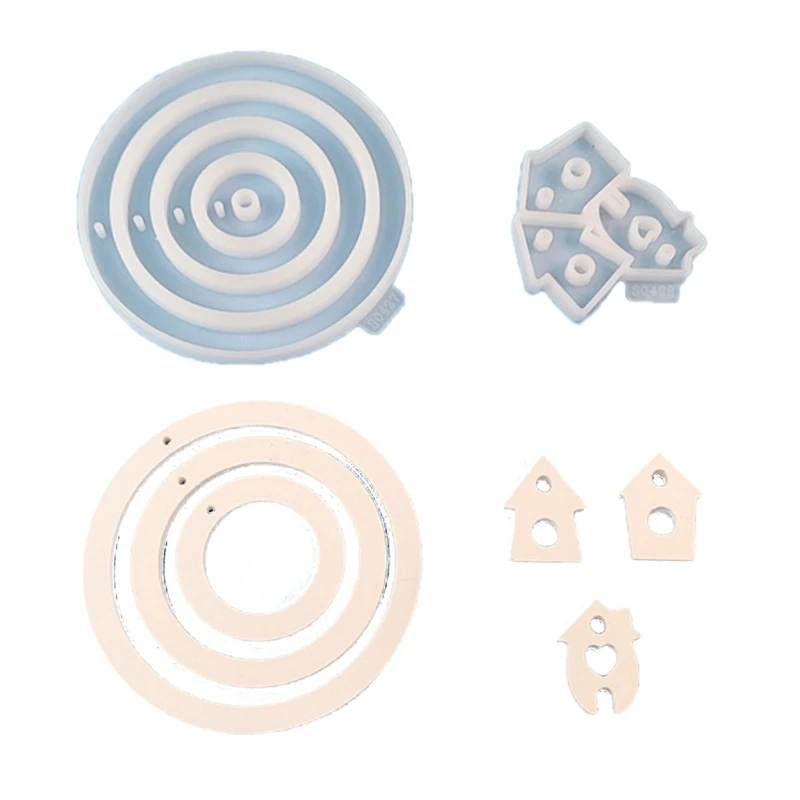 2pcs/set Circles House Gypsum Mold Hanging Ornament Silicone Mould