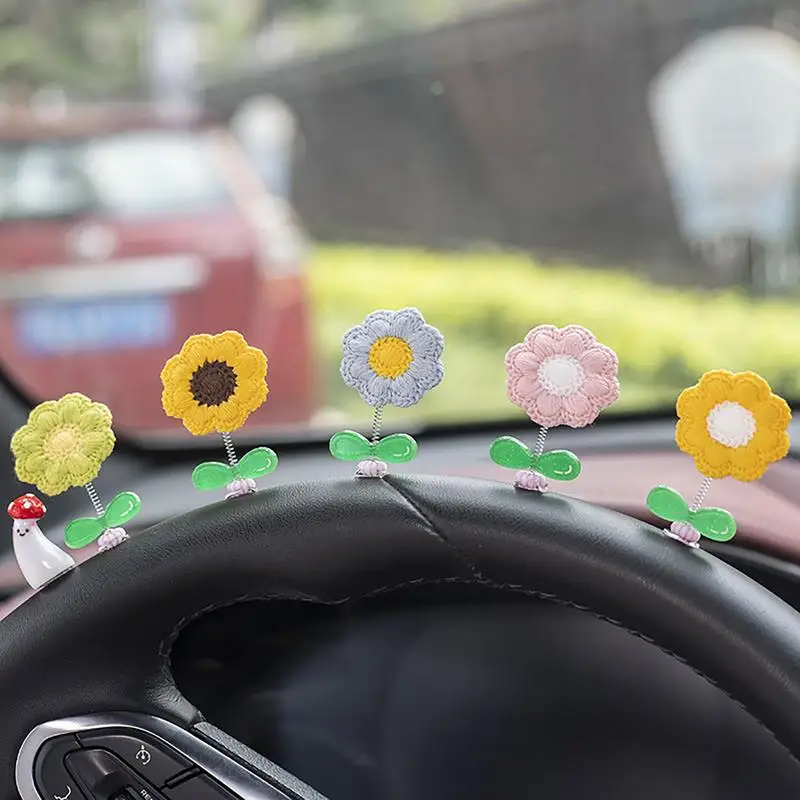 Flower Dashboard Decorations Colorful Central Control Table Decoration Spring Shaking Head Decorations Home Decor Products Cute