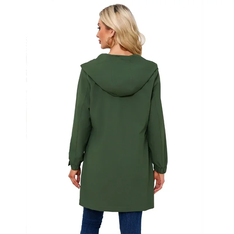 Coupe-vent imperméable pour femmes, manteaux européens et américains, manteau à manches longues, vêtements décontractés amples, printemps et automne