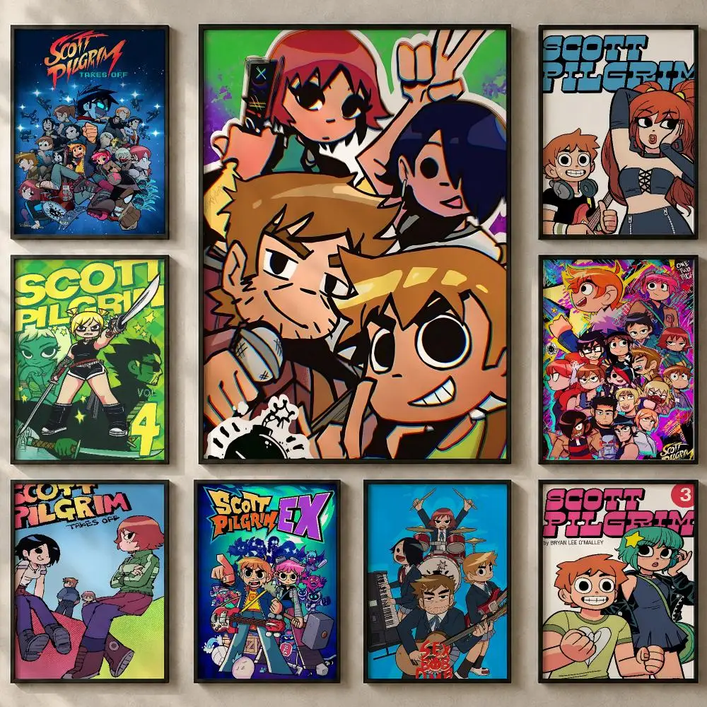 Anime S-Scott Pilgrim vs the WorldS Poster Art  Self-Adhesive No Glue Residue Wall Sticker for Home Office Nursery