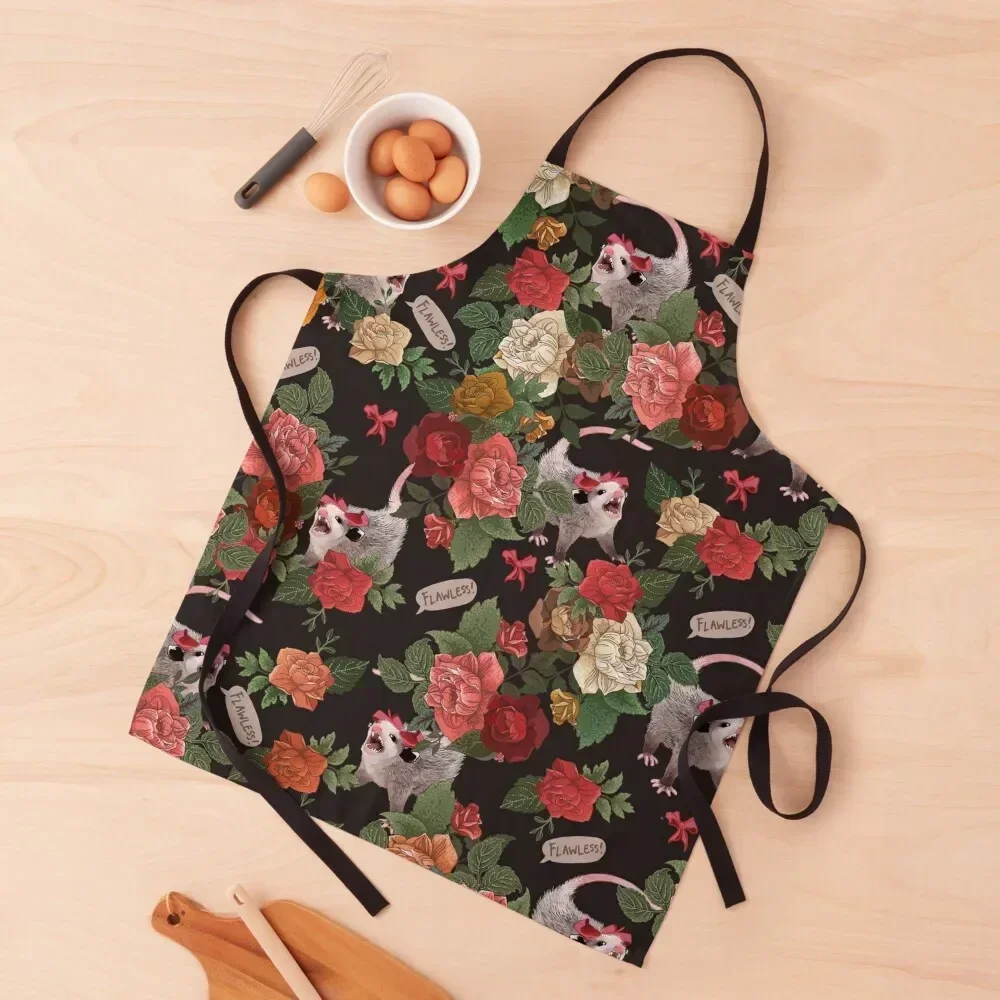 

Opossum Floral Pattern (with text) Apron Kitchen Things And For Home Smock for hairdressing beauty master Apron