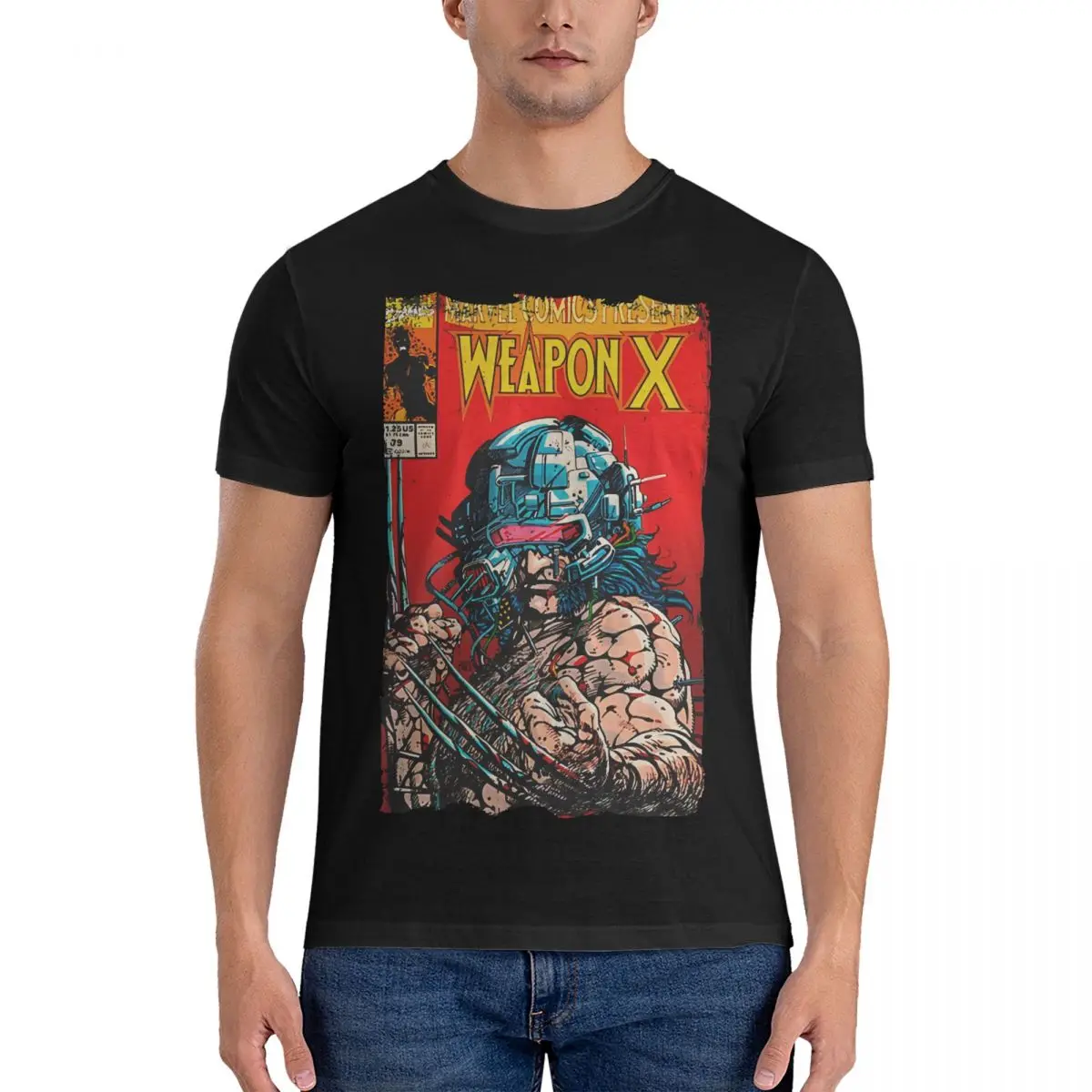 Wolverine Vintage Men's T Shirt Marvel X-man Deadpool & Wolverine Vintage Tees Short Sleeve O Neck T-Shirt Cotton Party Tops