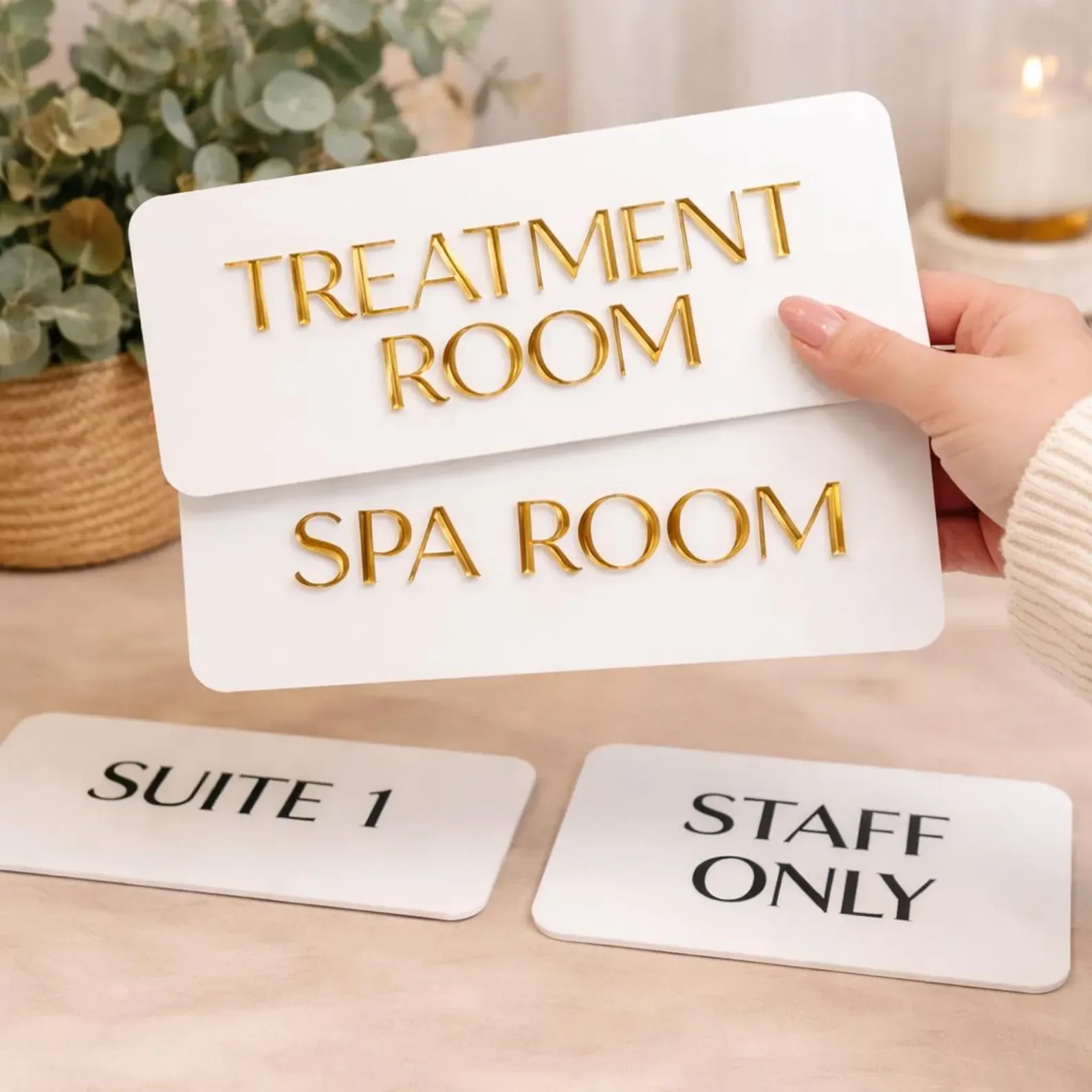 Custom 3D Acrylic Door Sign for Salon Spa Office 3D Laser Cut Business Nameplate Personalized Wall Plaque Free Logo Design