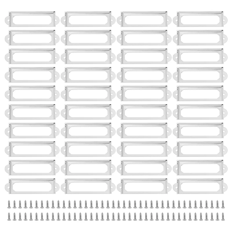 AY03-40 مجموعة مكتبة المكتب درج الملفات خزانة بطاقة علامة التسمية حامل الإطار المعدني (لون فضي)