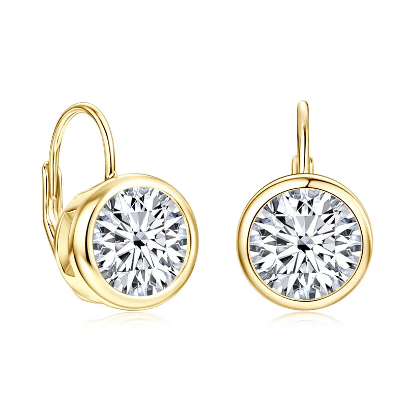 Lnkry 6.5MM/8MM Moissanite Hoop Earring 14k Gold-Filled Sparling Lab Diamond Leverback Earrings for Women Gift - view 2