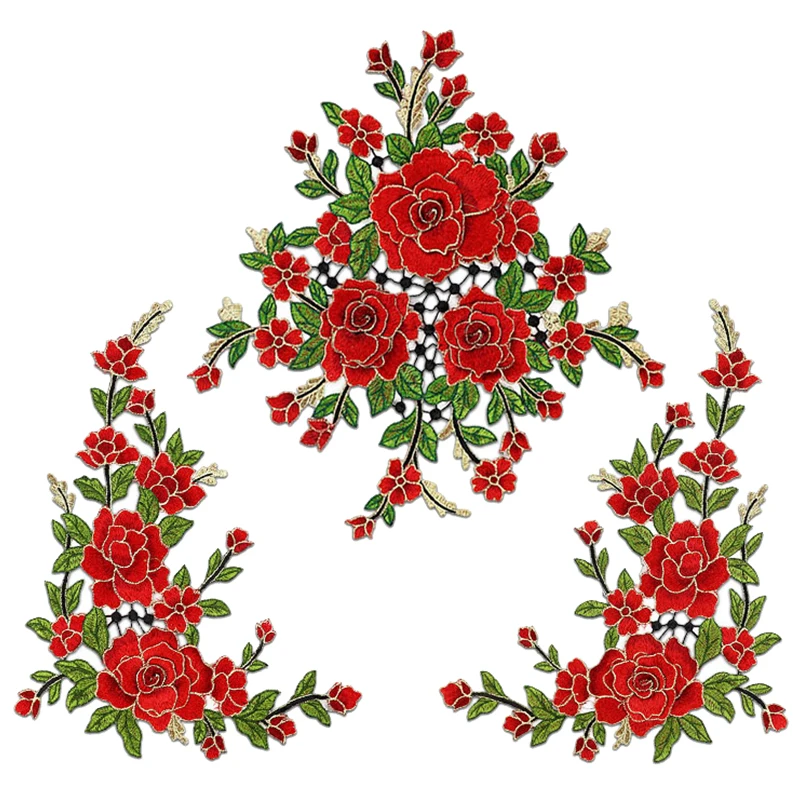 1 Satz/los Große Bestickte Pfingstrose Blumen Spitze Patch Applique 3D Mantel Kleid Bekleidungs Stoff Nähen DIY Zubehör – Detail 4