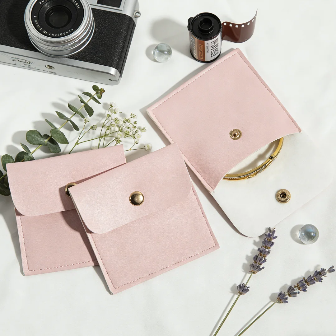 

10 шт. Новые современные подарочные мешочки для украшений из искусственной кожи с застежкой-клапаном, защитные футляры для колец и серег, компактное хранение, роскошная подарочная упаковка