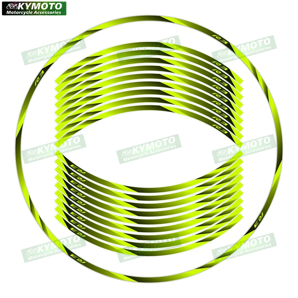 Reflective motorcycle wheel decals for YZF R3 R 3 17-inch front and rear wheel fairings and rims waterproof decal decoration