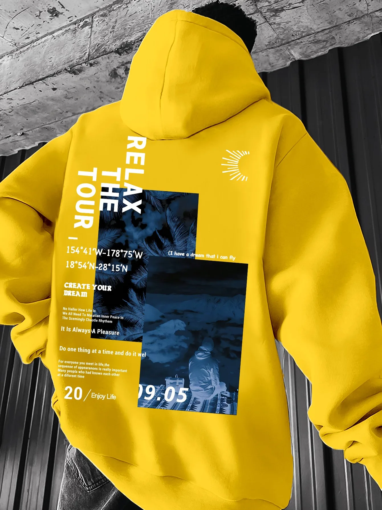 Men Hip Hop Hoodie Relax The Tour Print Sportswear Streetwear Oversized Hooded Sweatshirt Casual Long Sleeve Pullover Hoodies