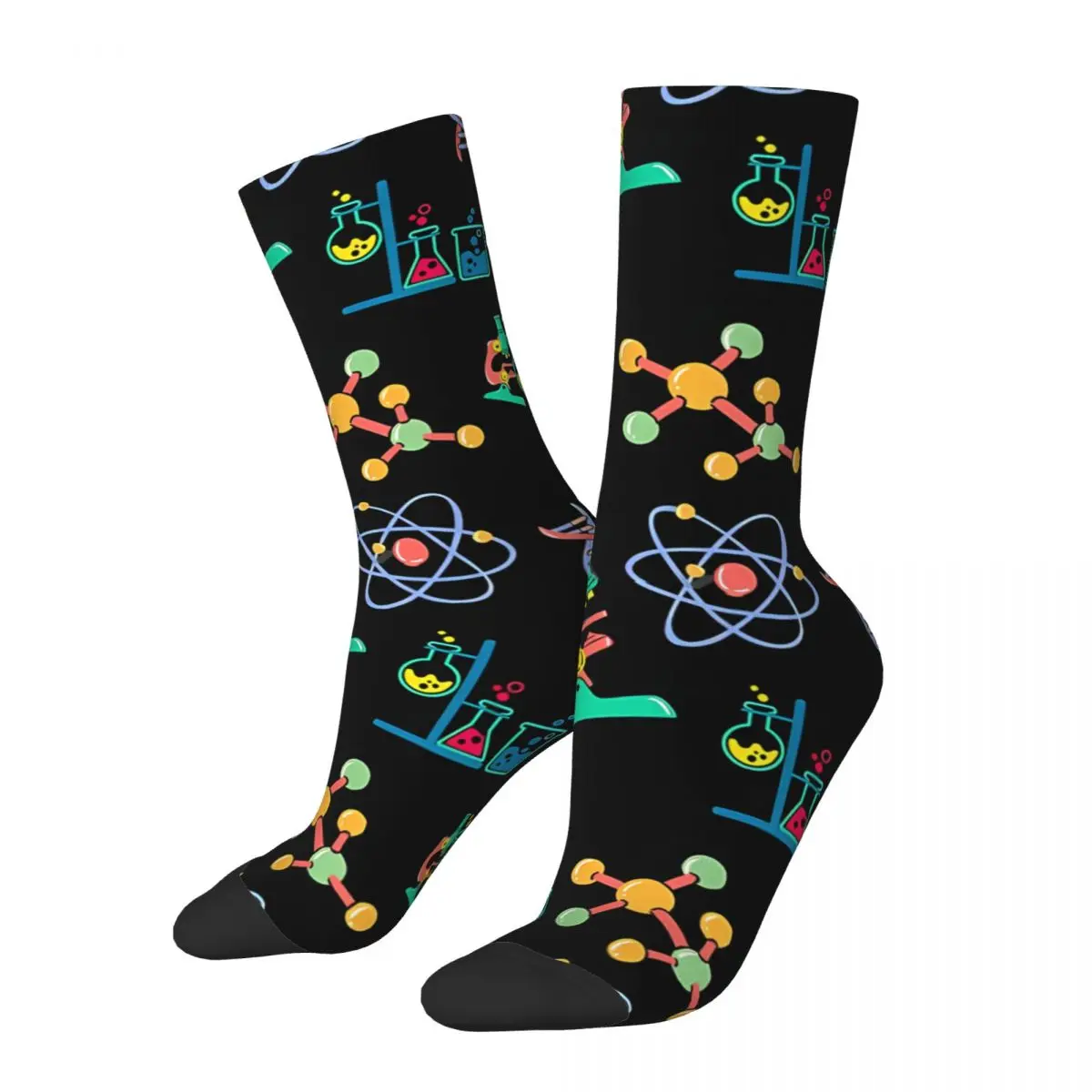 Happy Men's Socks Lab Neon Pattern Vintage Science Chemistry Pattern Hip Hop Casual Crew Sock Gift Pattern Printed