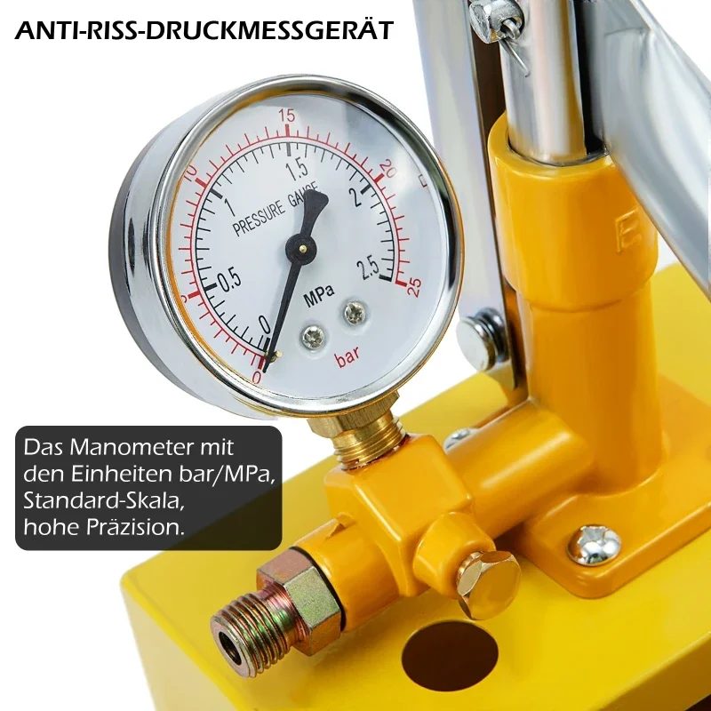 

Ручной гидравлический насос для испытания под давлением 1,6 МПа, 16 бар, со шлангом G1/2 дюйма, 5 л, тестер давления воды, испытательный насос, машина