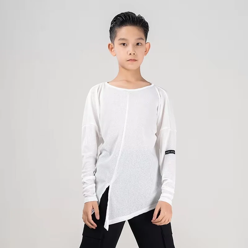

2026 New Latin Dance Tops For Boys Bat Sleeve Loose Shirts Samba Chacha Tango Dress Kids Latin Dance Practice Clothes DL11606