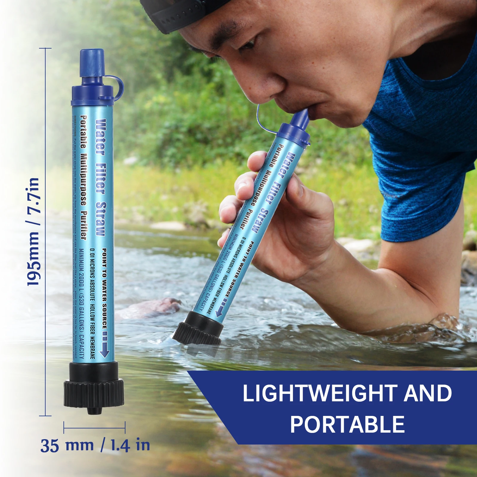 Filtro de agua portátil para acampada al aire libre, purificador de agua Personal, sistema de filtración, dispositivo de emergencia para caza