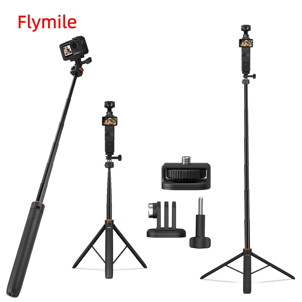 

Flymile Tripod Extension Rod for DJI OSMO Pocket 4 3/Insta360 X5 Accessories Adjustable Photography Tripod Selfie Stick