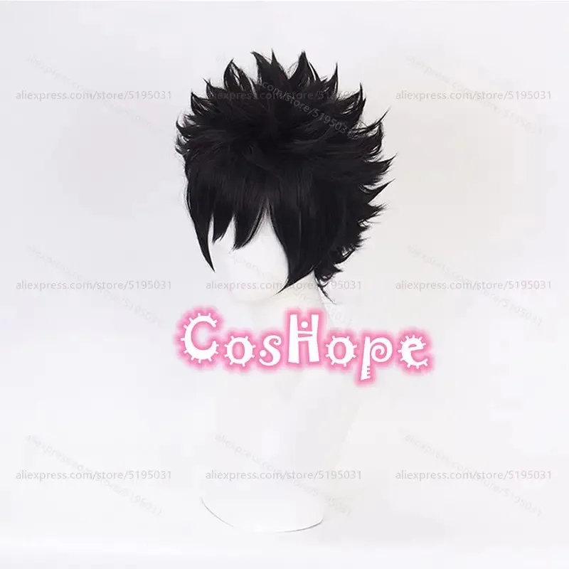 Peluca de Cosplay MHA Dabi para hombre, peluca negra corta y esponjosa Kamijou Touma, pelucas de Cosplay de Anime, pelucas sintéticas resistentes al calor