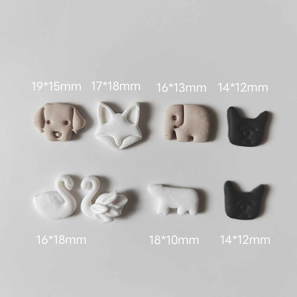 Mini-Tiere, weiche Keramik, Polymer-Ton-Schneider, Welpe/Elefant/Fuchs/Eisbär/Schwan, Formen für Schmuck, Anhänger, Ohrringe, Herstellung von Form – Detail 1
