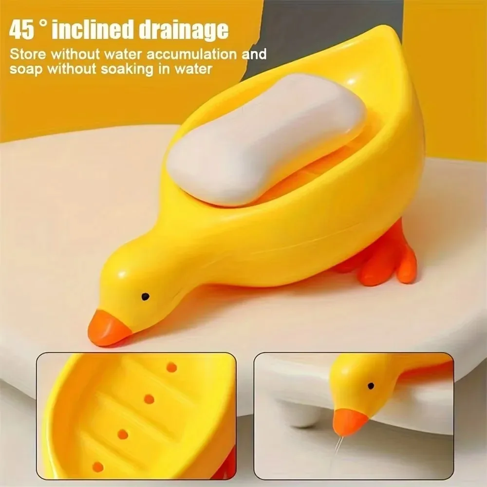 Cute Duck Shape Soap Box Soap Dish Drainable Storage Holder Soap Container Storage Dish Household Bathroom Accessories