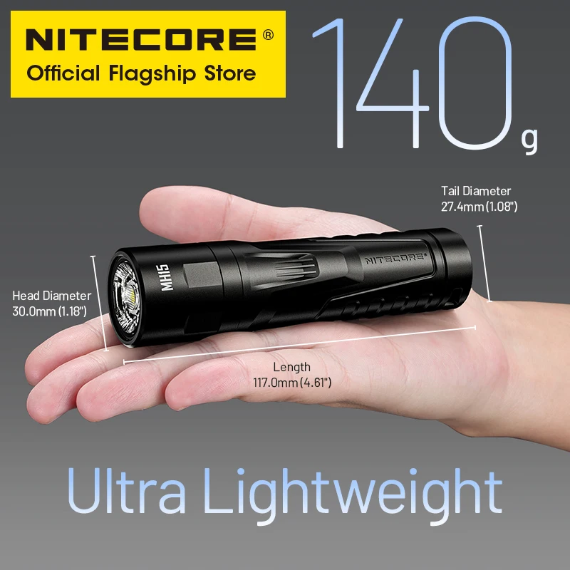 NITECORE MH15 USB-C Rechargeable Flashlight LED 18W QC Fast Charge EDC Torch Light As Power Bank, Built in 21700 Li-ion Battery