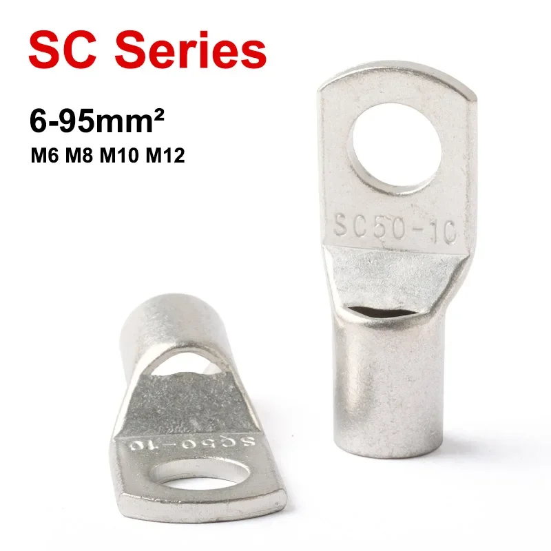 SC-6 10 16 25 35 50 70 95 Wire Nose Copper Terminals Battery Cable Lugs 6-95mm2 Screw Hole M6 M8 M10 M12