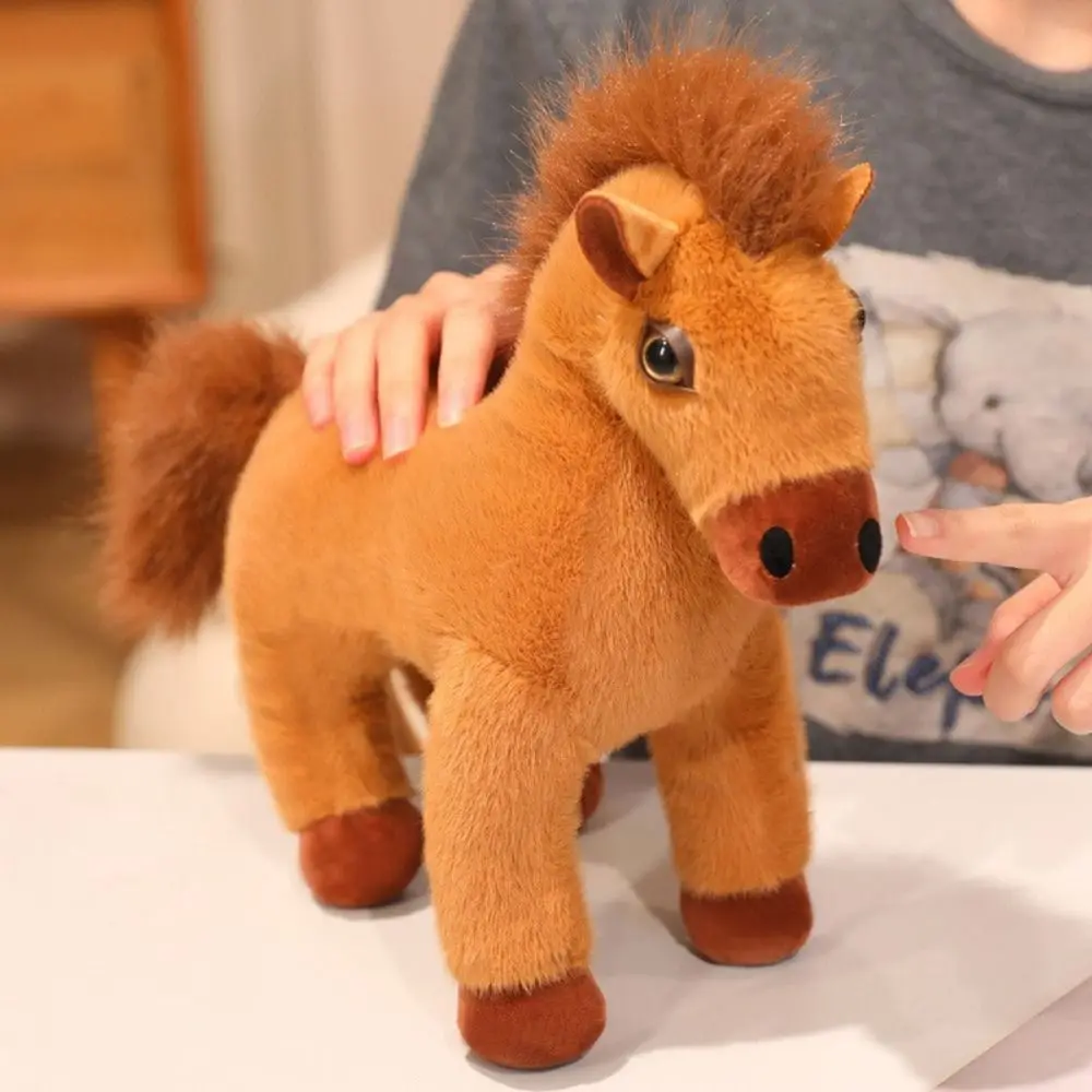 

Simulation Standing Foal Plush Doll Saddle Fluffy Tail Pony Plush Toys Soft Stuffed Cartoon Horse Stuffed Toy Kids Gift