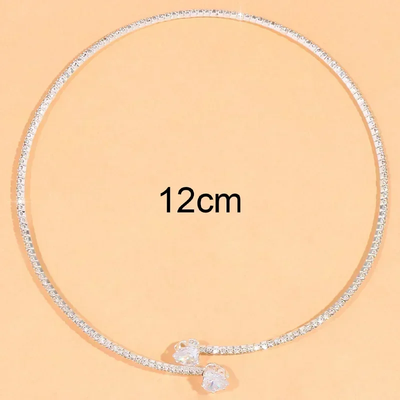 Fashion Rhinestone Heart Collar Choker Necklace For Women Simple Open Collar Golden Necklace For Women Choker Necklace Jewelry