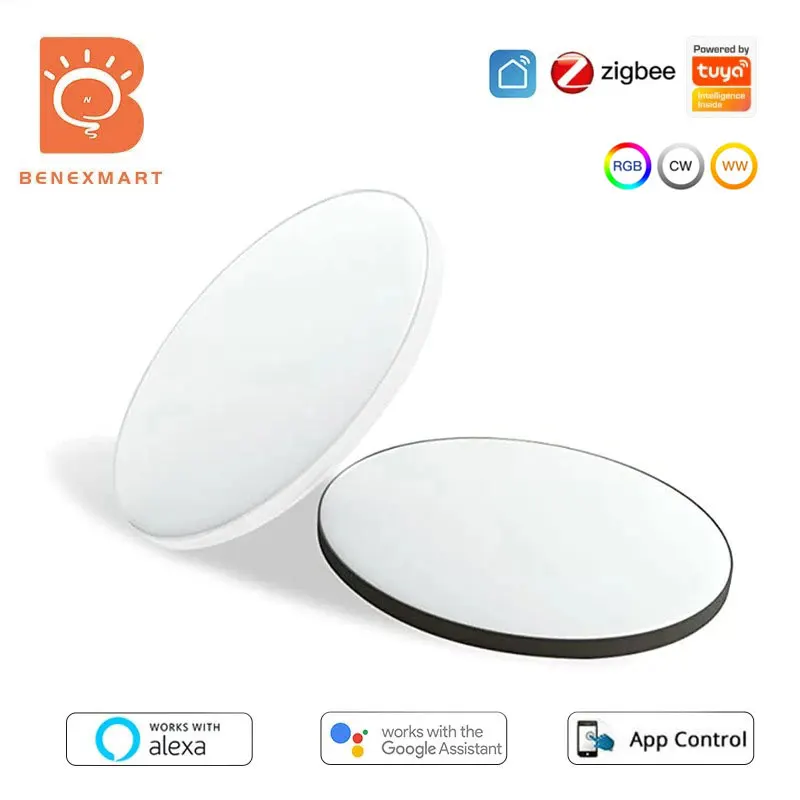 Plafonnier LED TUYA Zigbee 24W à intensité variable, éclairage de salle de bain ultramince, montage en Surface, compatible avec Alexa et Google Home