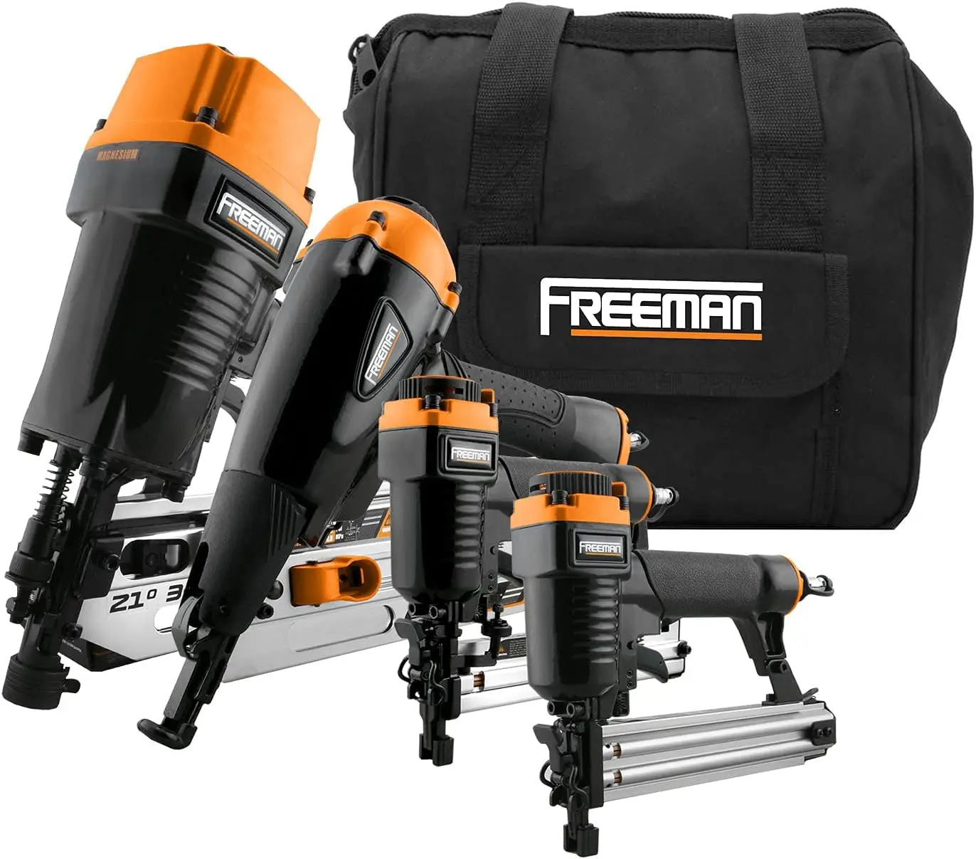 

Freeman P4FRFNCB Pneumatic Framing And Finishing Nailer And Stapler Kit With Bag (4-Piece)