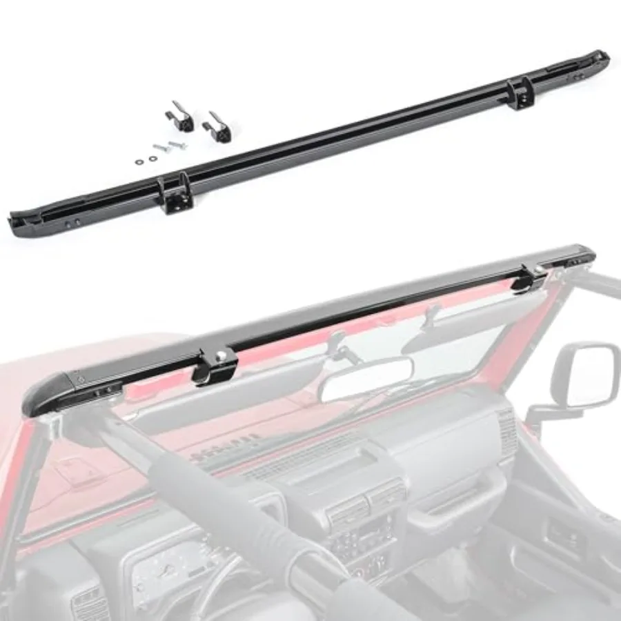 

No Drill Windshield Header for Bimini Summer Top Installations Fits All 1997-2006 Jeep TJ Wranglers Fits All Leading Brands of