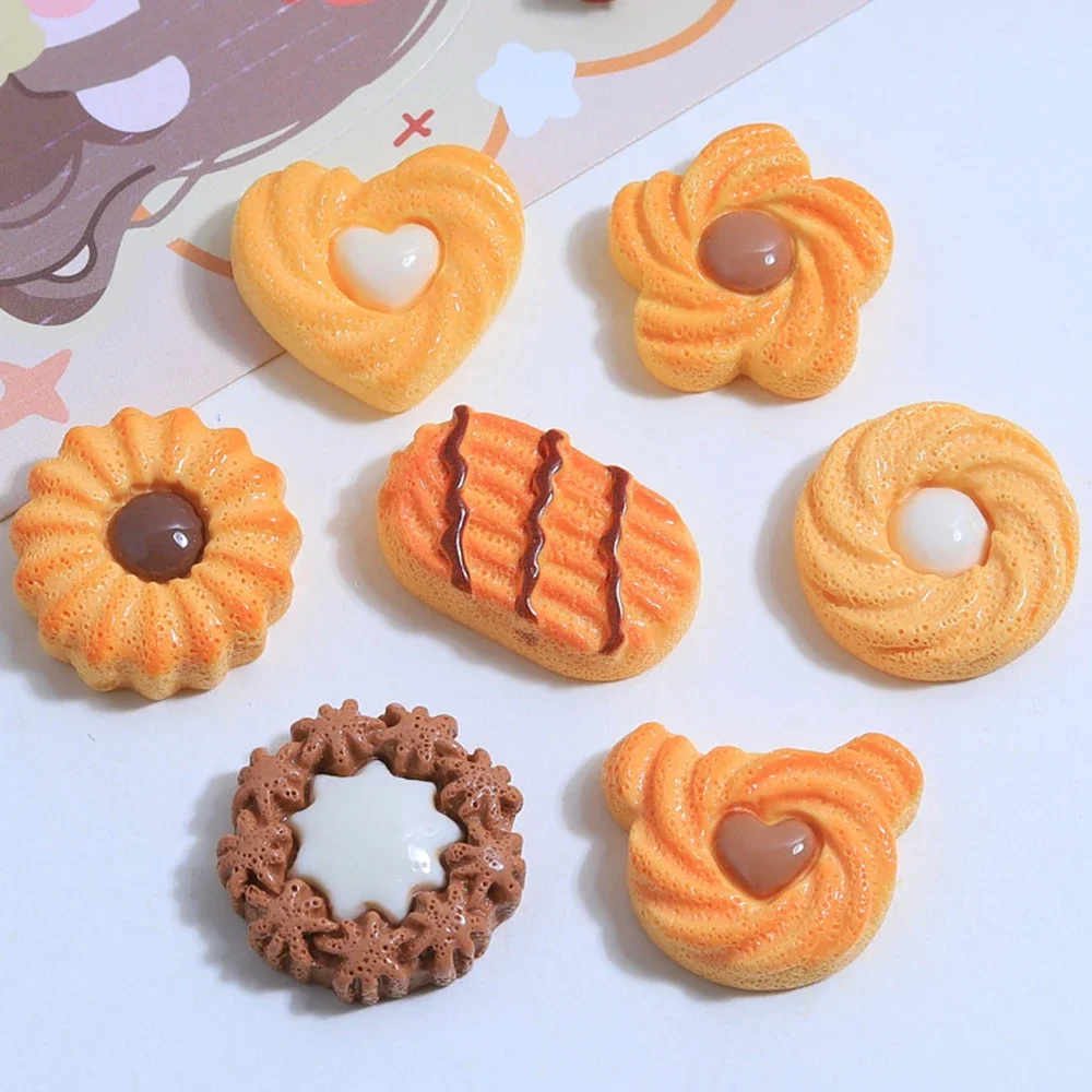 10PCS Cookie Series Resin Flat Back Cabochons For Hairpin Scrapbooking DIY Jewelry Craft Decoration Accessories