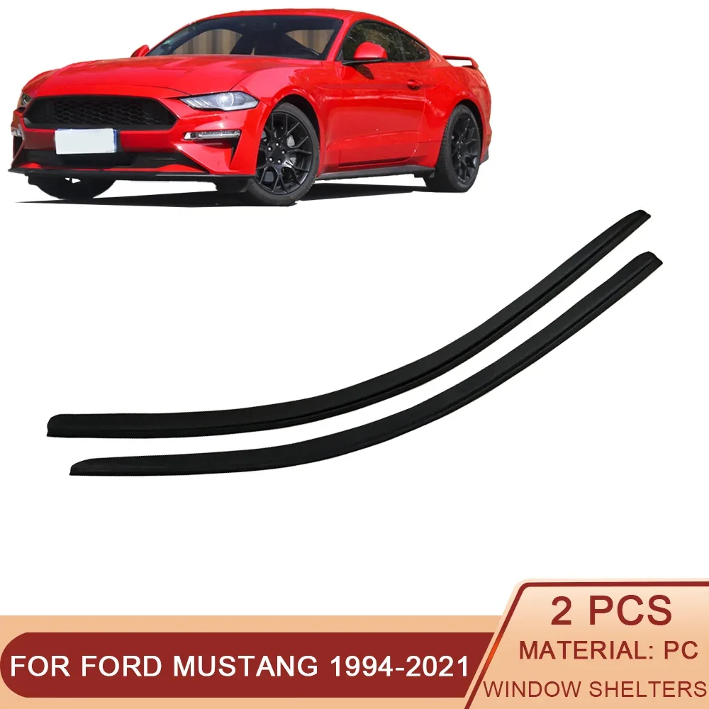 

For Ford Mustang 1994-2021 Auto Side Window Wind Deflectors Visors Black Rain Guard Door Visor Vent Shades Dark Smoke Ventvisor