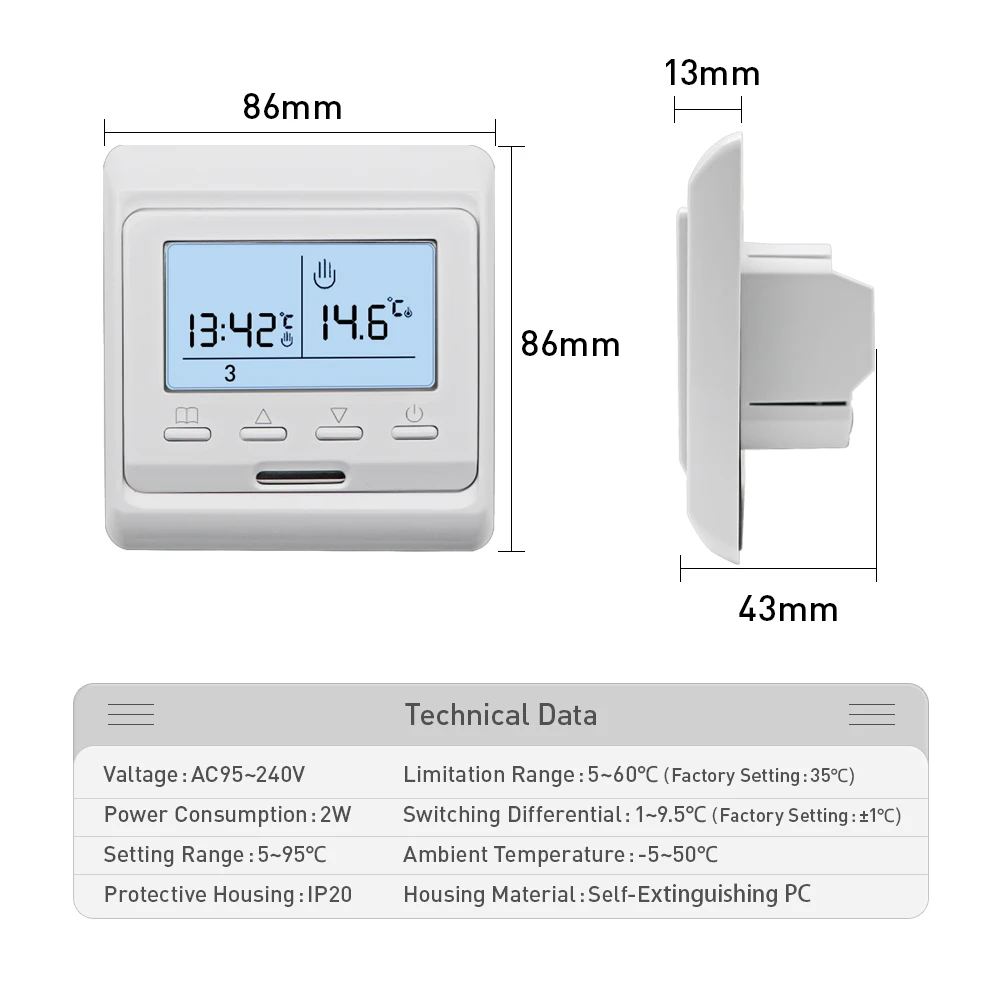 WiFi Smart Thermostat Temperature Controller Electric Floor Heating TRV Water Gas Boiler Remote Control Tuya Alexa Google Home