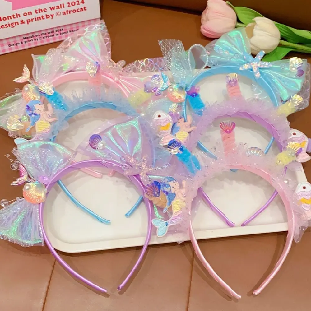 

Shell Sequins Mermaid Headband Starfish Hair Accessories Children's Hair Hoop Headwear Bow Cute Princess Headdress