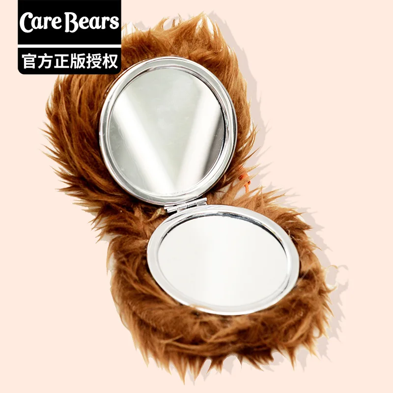 Nuevo estilo, oso de amor de dibujos animados genuino, Carebears, espejo de maquillaje de felpa, llavero, adorno, muñeca, colgante, espejo plegable, regalo para niña