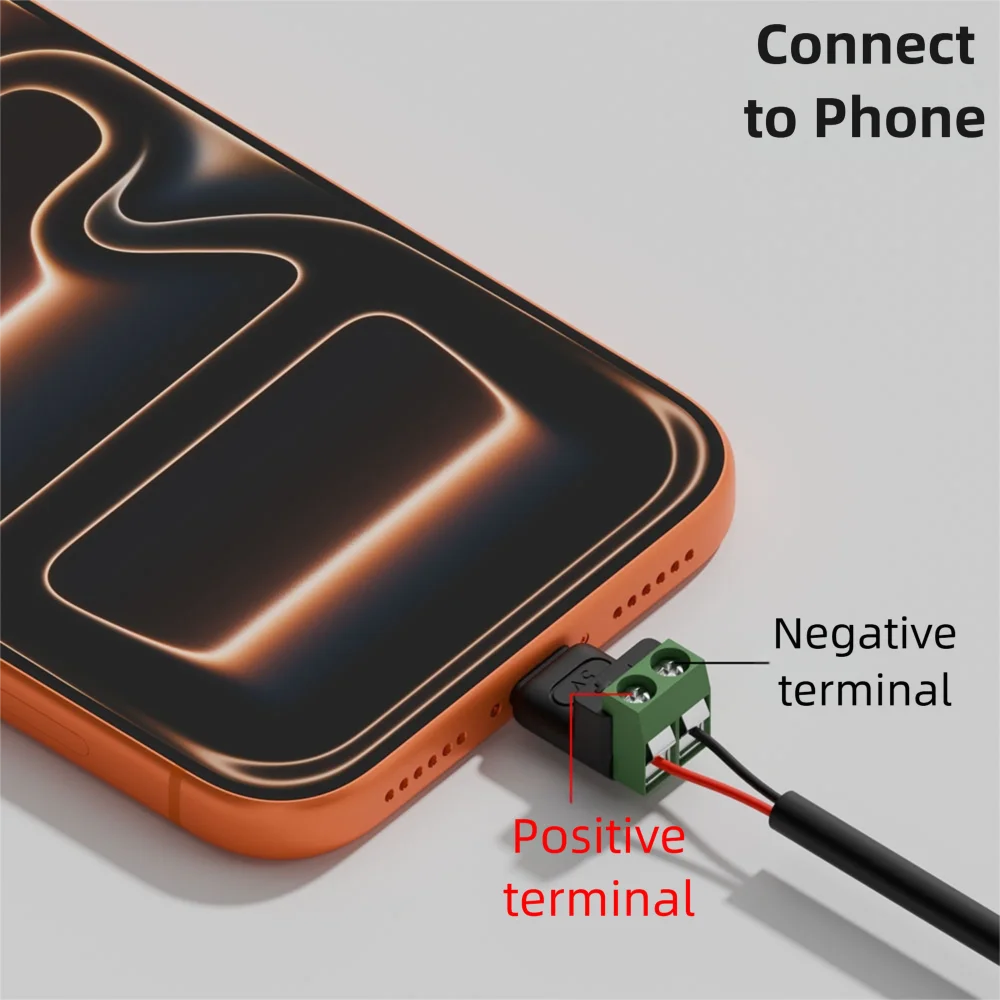 Solderless Plug USB C to 2Pin Terminal Adapter Type-C to 2 Pin Screw Crimp Terminal Block 5V Cannot Data Transfer