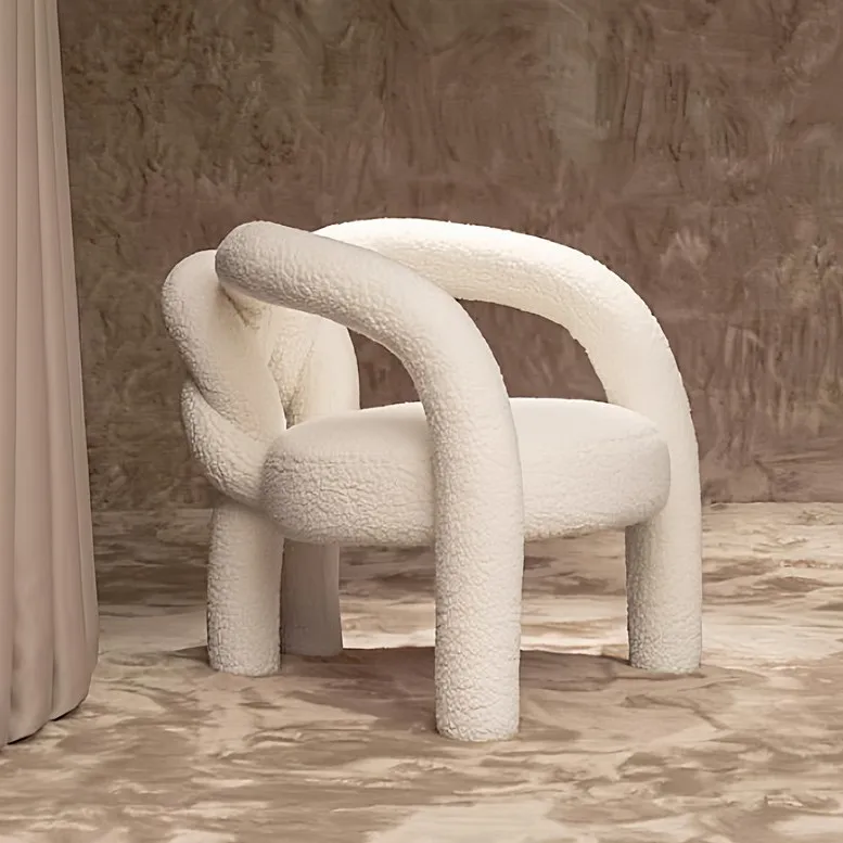 Nordic Designer Velvet Stackable Modern Shaped Twist Leisure Sofa Chair for Home Living Room Bedroom