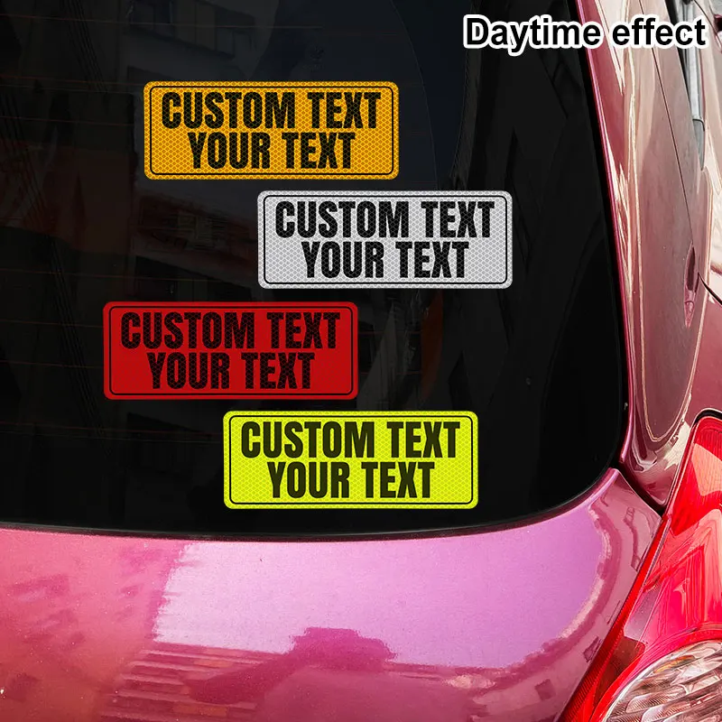 1PC Custom Car Bumper Warning Decal Reflective Safety Vinyl Sticker Personalized Text Self‑Adhesive Label for Vehicle Window