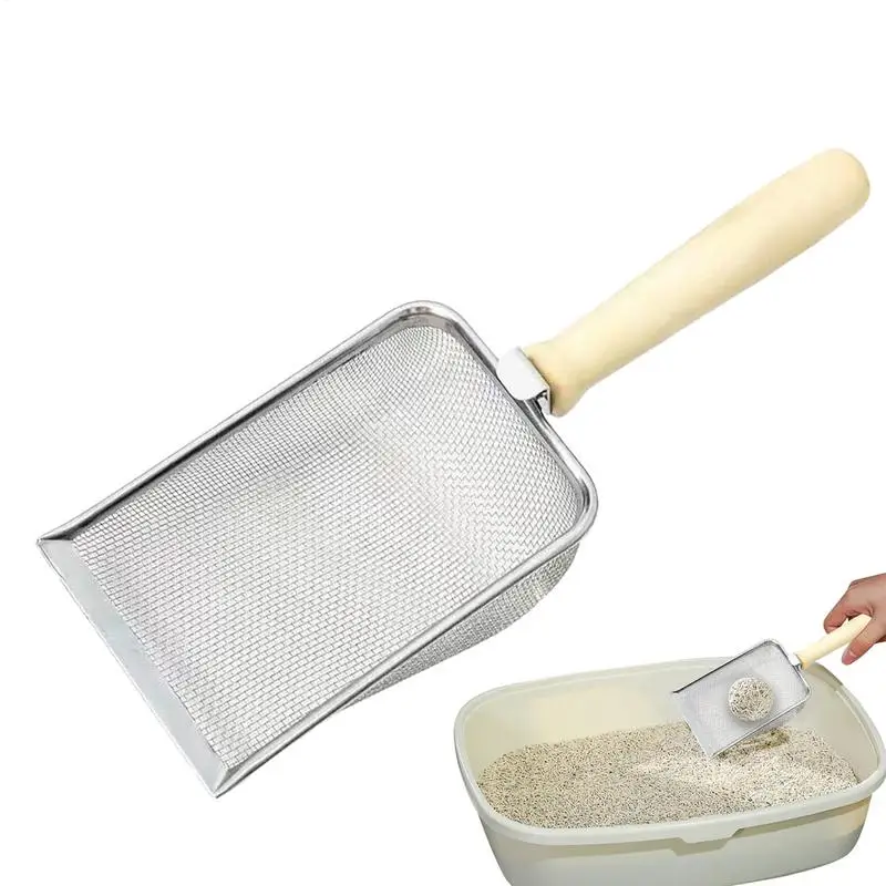 Cat Box Scooper Metal Cat Litter Poop Shovel With Ergonomic Handle Fine Mesh Shovel For Efficient Sifting Little Sifter Scoop