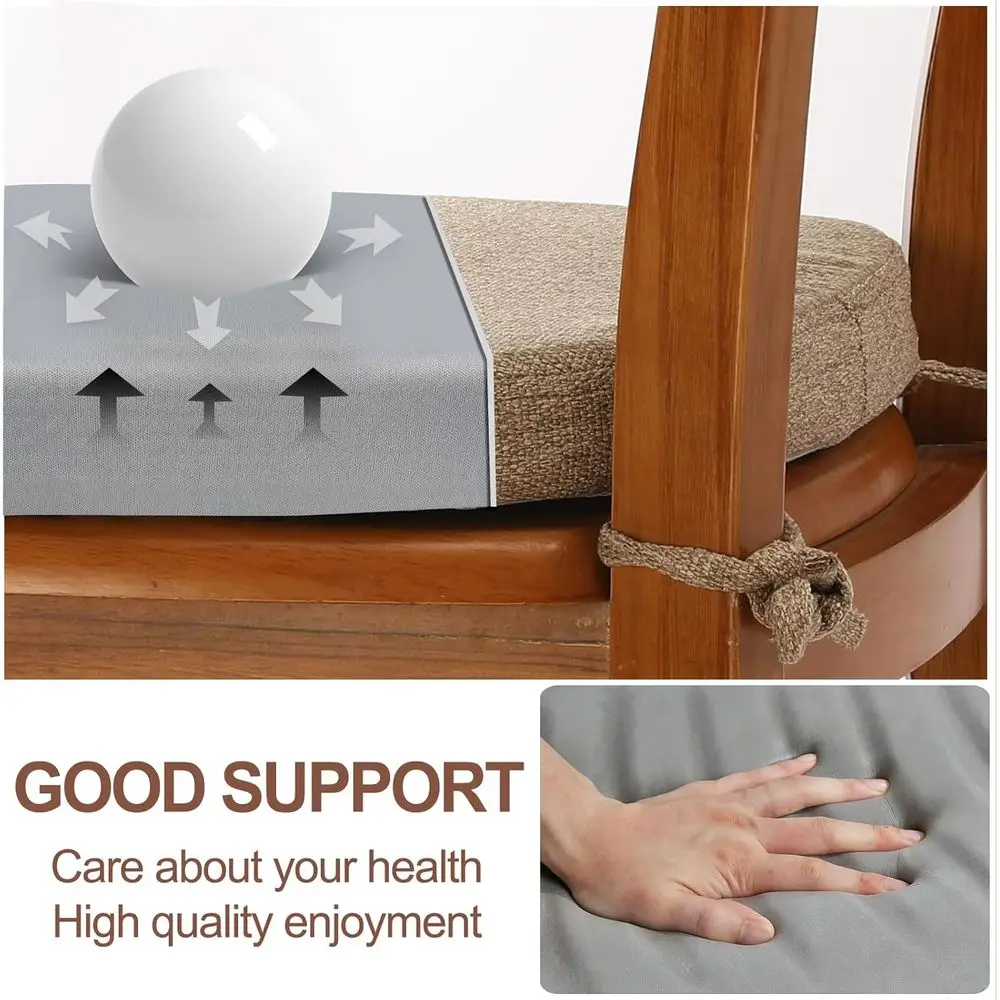 Set di 6 cuscini per sedie in memory foam a forma di U in lino per sala da pranzo, 16 cuscini per sedili da cucina antiscivolo