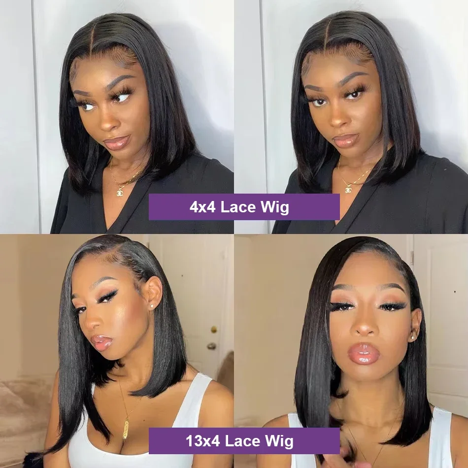 Bone Straight Short Bob Wig, Lace Front