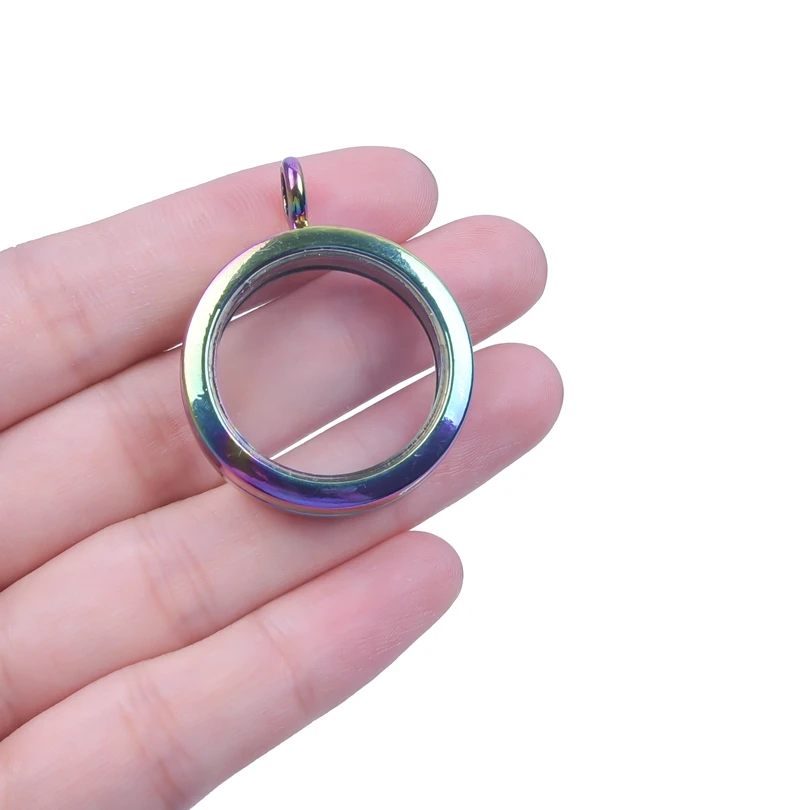 1-5pcs Round Memory Locket Pendant for DIY Jewellery