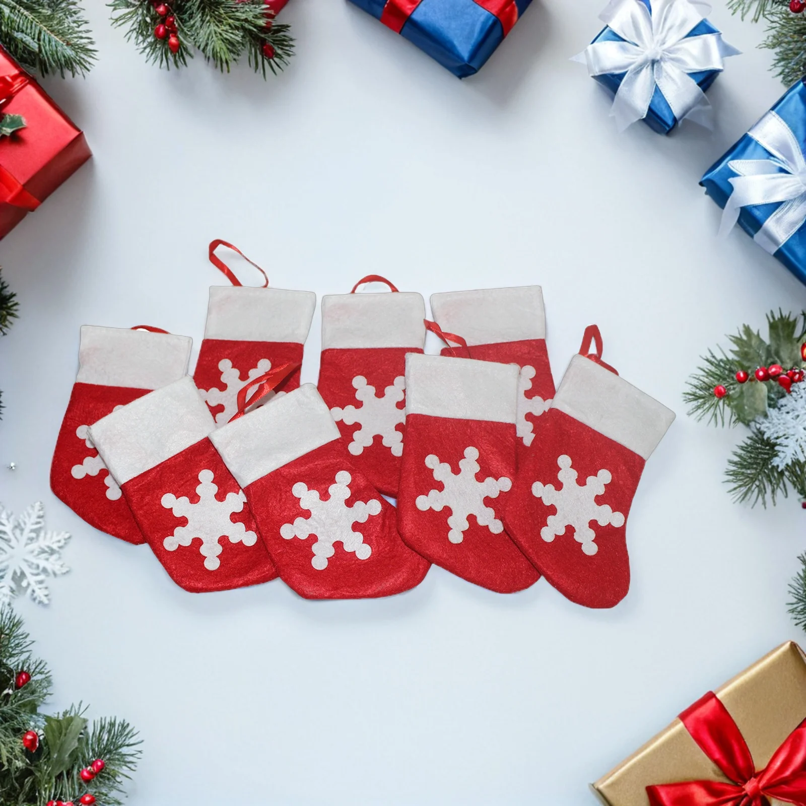 

24pcs Small Christmas Stockings Holiday Party Favors Bag Snack Container Pouches Gift Holders Tree Decorations Festive Socks